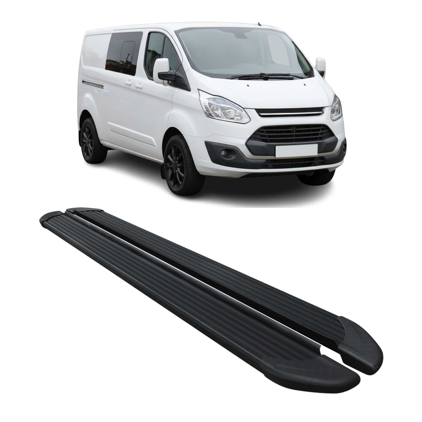 Schweller Trittbretter Schweller für Ford Transit Custom 2012-20 L2 Alu Schwarz