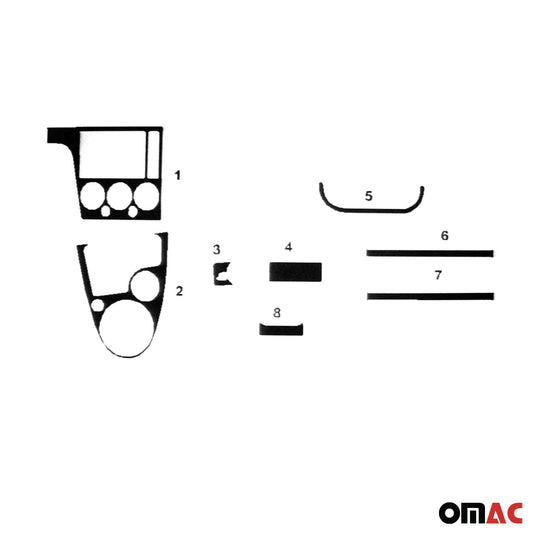 Ornamente interioare pentru Ford Focus 2004-2008, aspect aluminiu, 12 bucăți