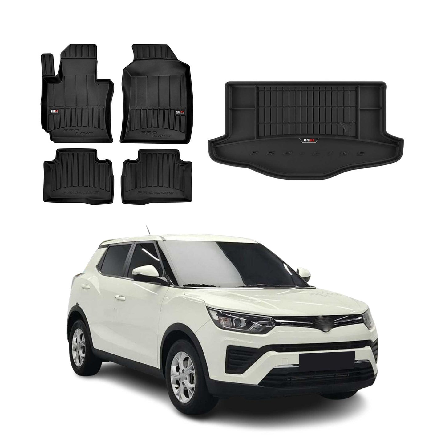 OMAC Fußmatten & Kofferraumwanne Set für Ssangyong Tivoli 2015-2025 Gummi 4x