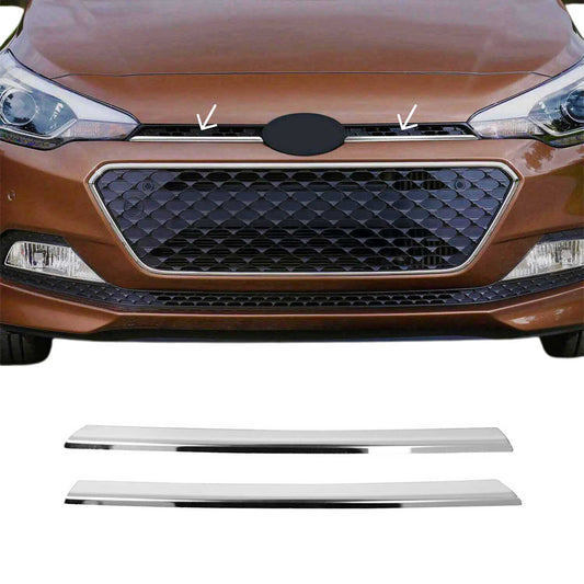 Benzi decorative grilă auto pentru Hyundai i20 2015-2019, oțel inoxidabil, argintiu, 2 bucăți
