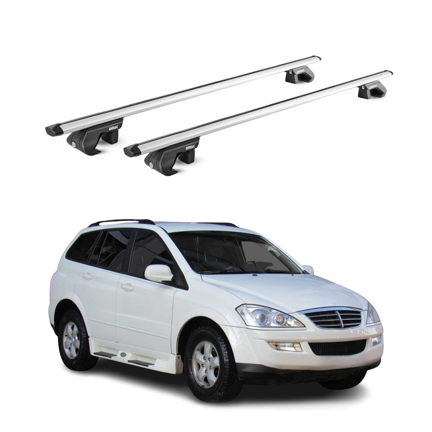 Portbagaj de plafon pentru Ssangyong Kyron 2005-2014 5 uși 90 kg aluminiu argintiu 2x ABE