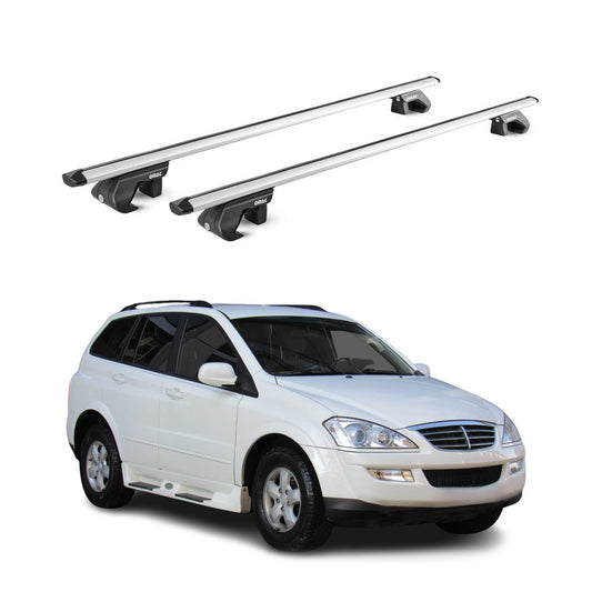Portbagaj de plafon pentru Ssangyong Kyron 2005-2014 5 uși 90 kg aluminiu argintiu 2x ABE