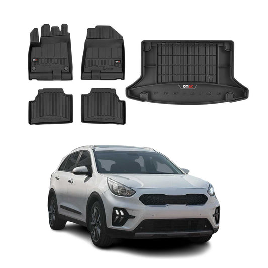 OMAC Fußmatten & Kofferraumwanne Set für Kia e-Niro 2018-2025 Gummi Schwarz 5x