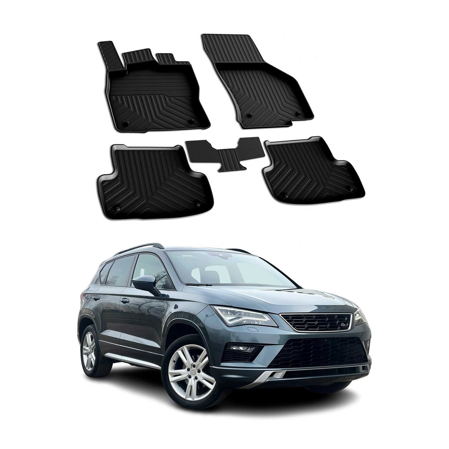 2016-2020 Seat Ateca Fußmatten Gummi Schwarz 4 tlg