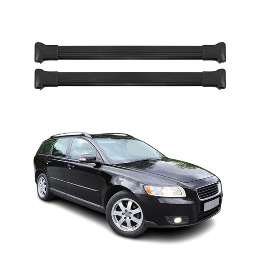 Portbagaj de plafon pentru Volvo V50 2004-2012 75kg aluminiu negru 2 buc