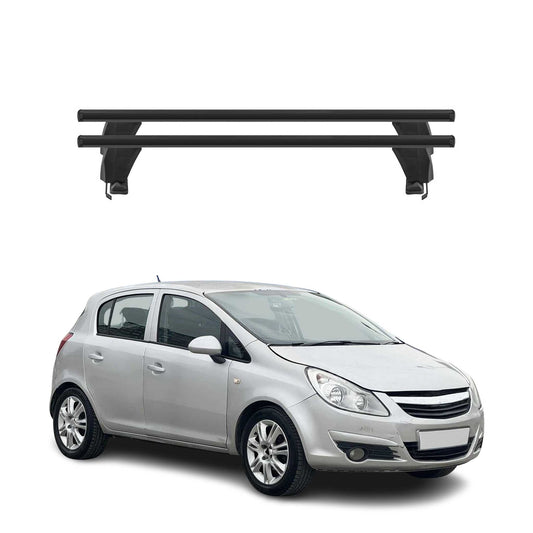 Menabo Dachträger für Opel Corsa D 2006-2010 Pre-FL 3tür 50kg Alu Schwarz 2x