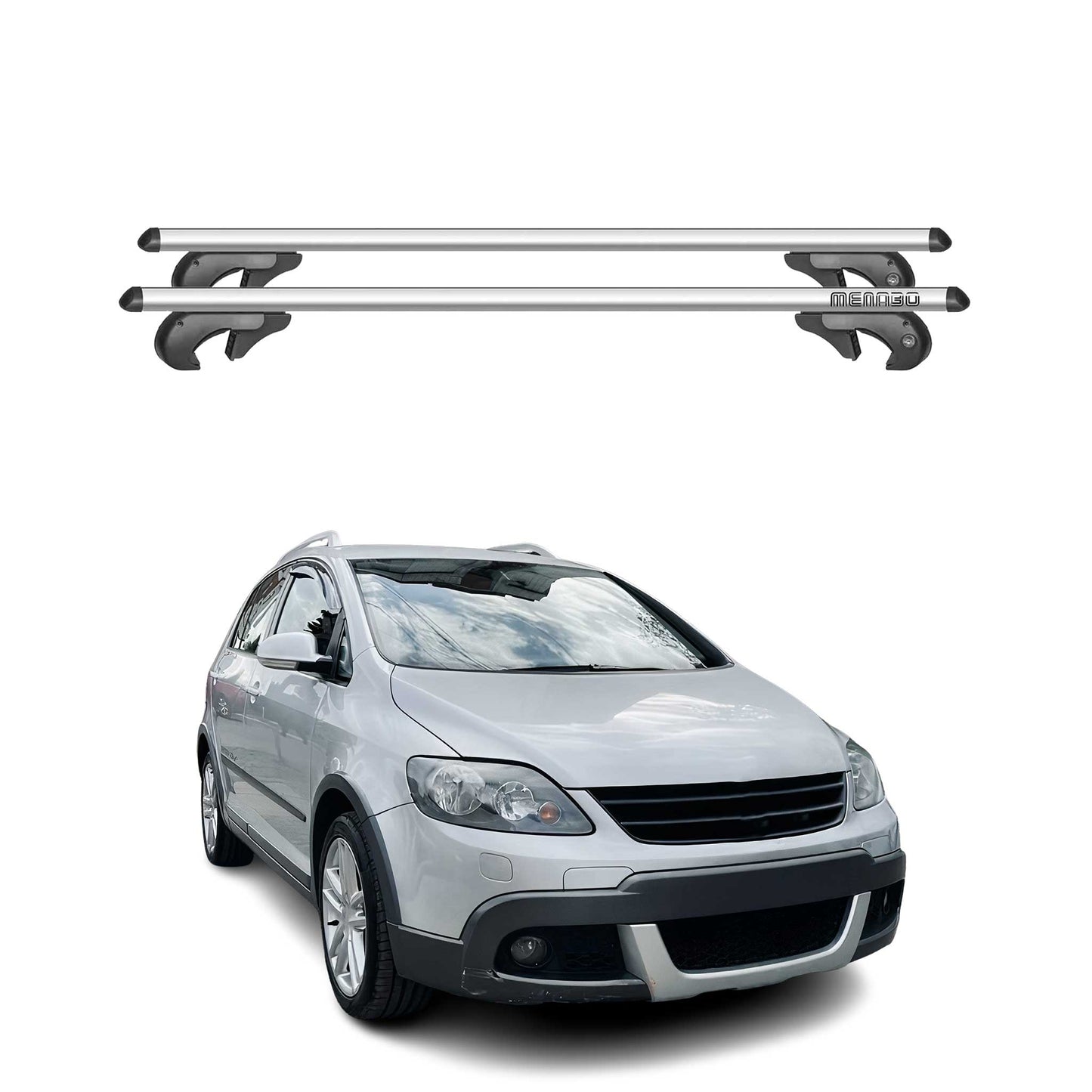Menabo Dachträger Grundtäger für VW Golf 5K Variant 2008-2012 90kg Alu Silber 2x