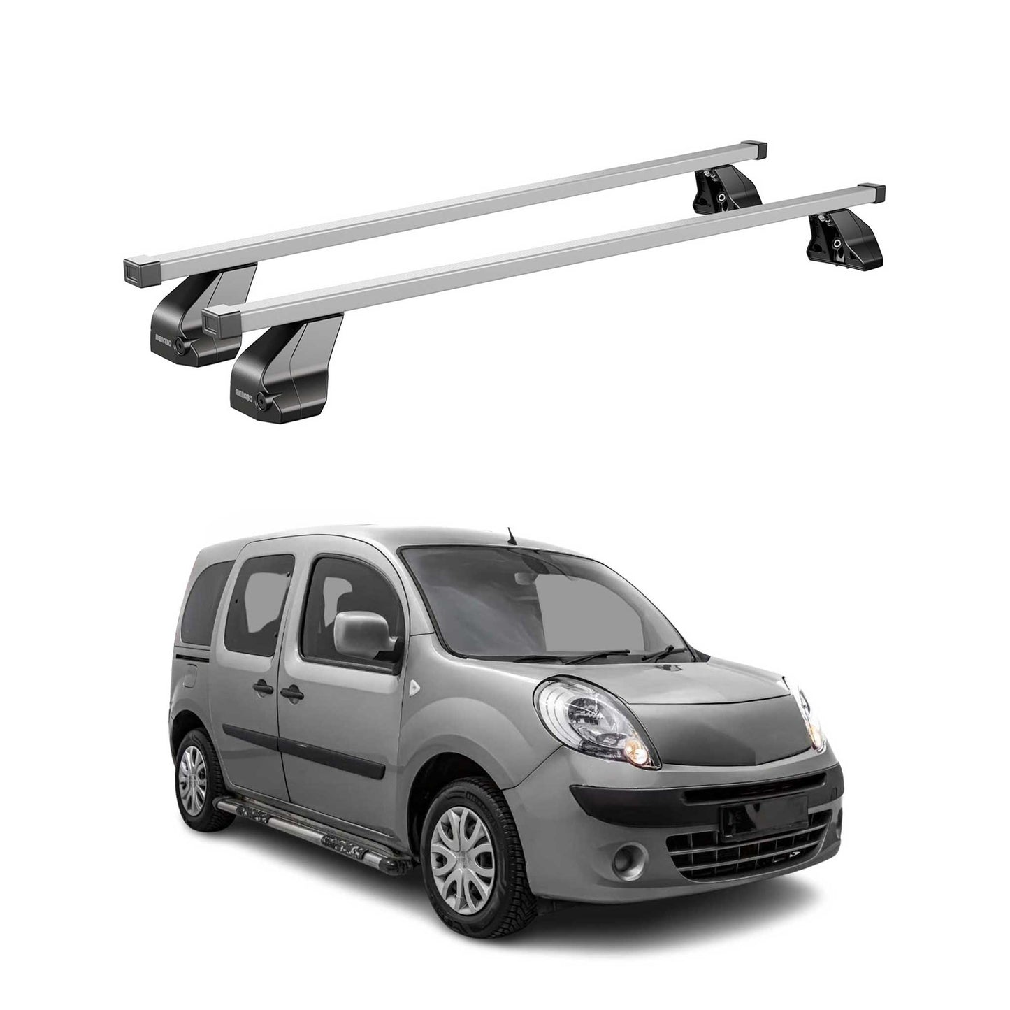 Menabo Dachträger für Renault Kangoo Express 2007-2025 75kg Stahl Silber 2x