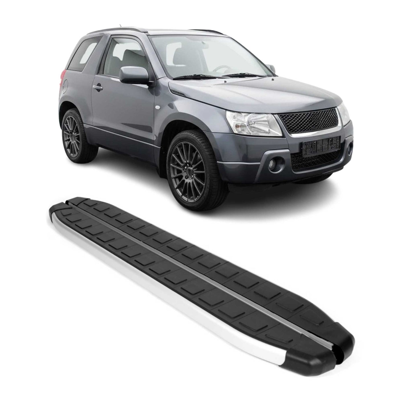 Seitenbretter Trittbretter für Suzuki Grand Vitara 2005-2015 3tür Alu Schwarz