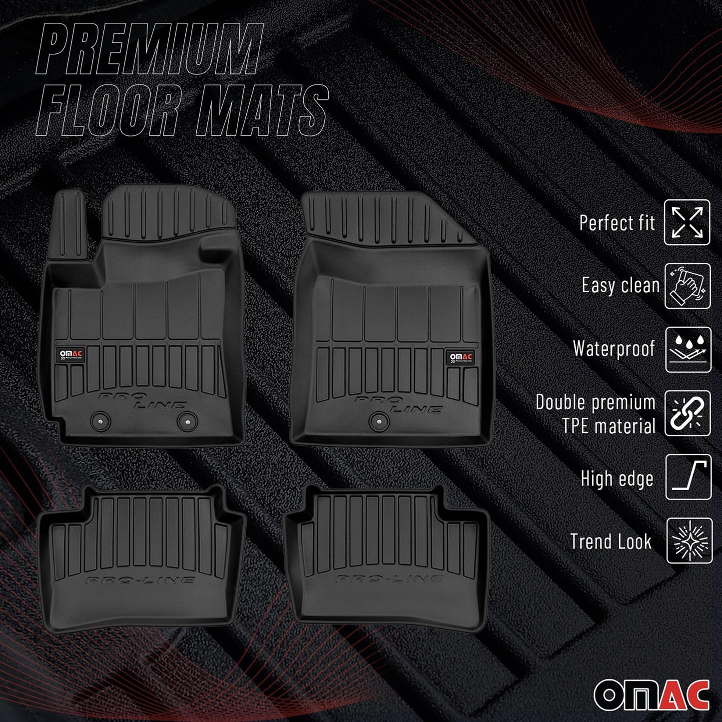 2013-2019 Hyundai i10 Fußmatten TPE Schwarz 4 tlg