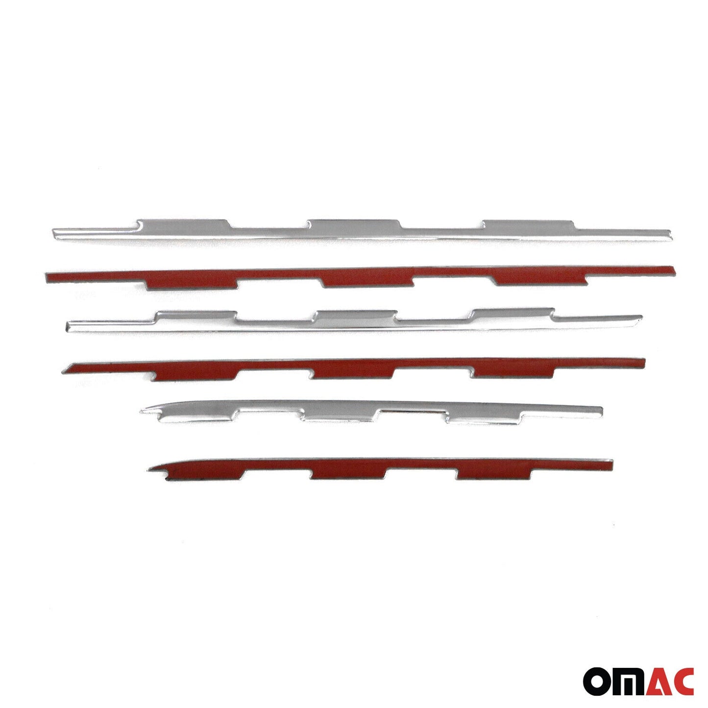 Benzi decorative grilă auto pentru Peugeot Rifter 2018-2025, crom-argintiu, 6 buc.