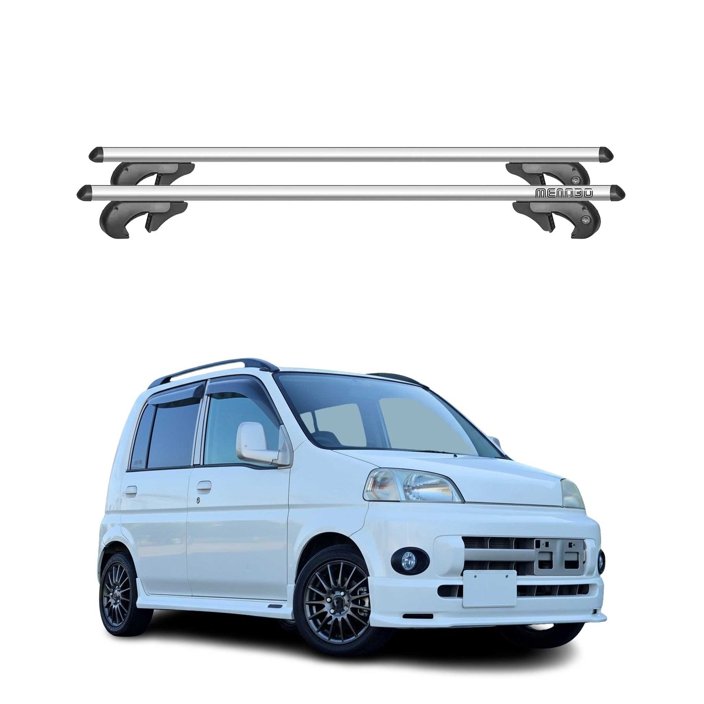 Menabo Dachträger Grundtäger für Honda Life 1999-2008 90kg Alu Silber 2 tlg
