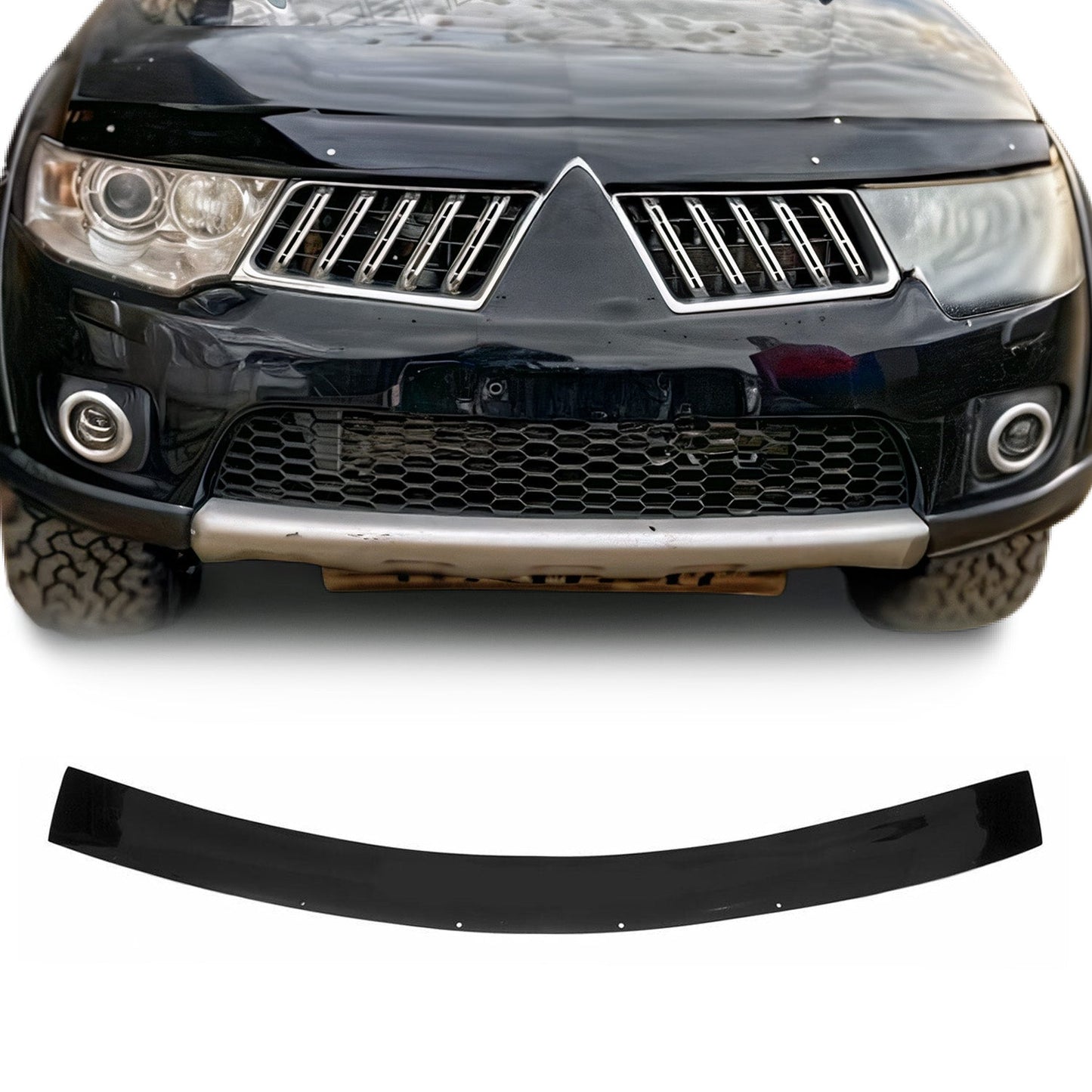 Motorhaube Deflektor Steinschlagschutz für Mitsubishi Pajero 2007-2021 Schwarz