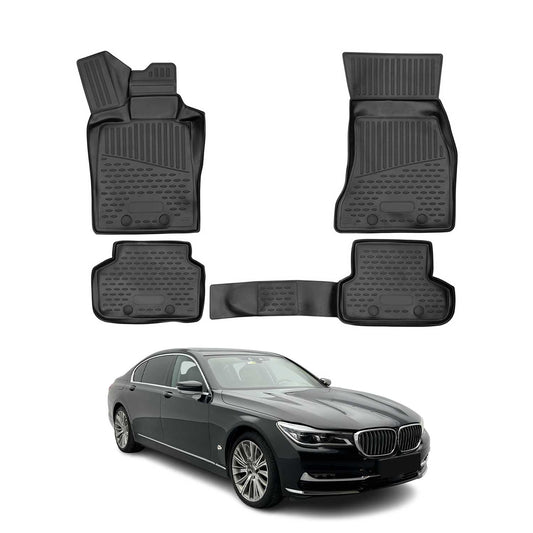 Covorașe de cauciuc OMAC pentru BMW Seria 7 G11 G12 2015-2022, Negre, 4x
