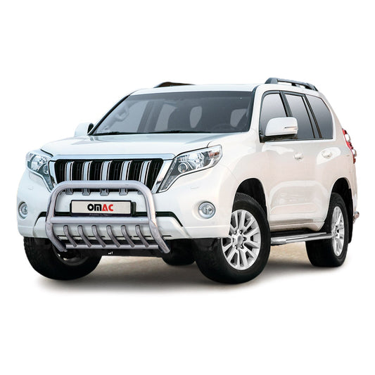 Bară de protecție/buton față pentru Toyota Land Cruiser 150 2013-17, omologată ABE, oțel, argintiu