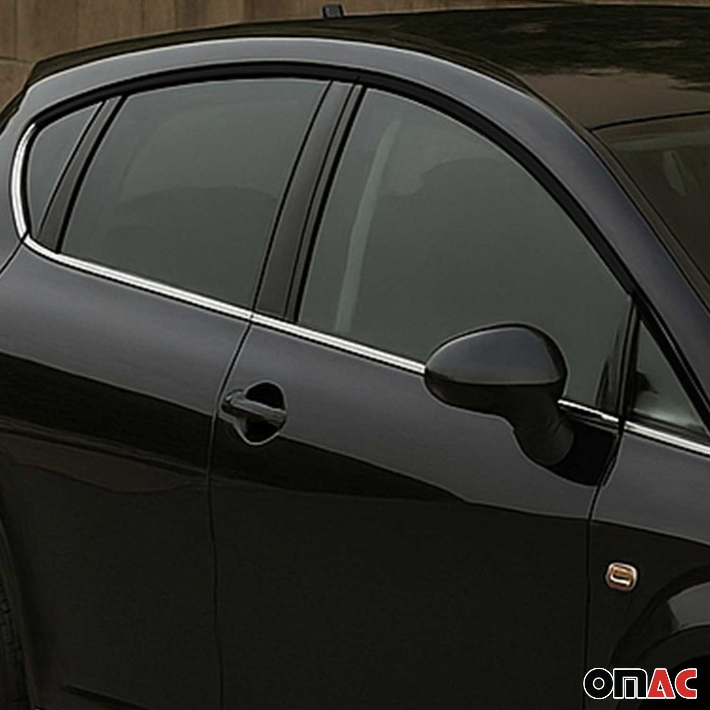 Benzi decorative geamuri Seat Leon 2005-2012 cu 5 uși, oțel inoxidabil, set 8 piese cromate