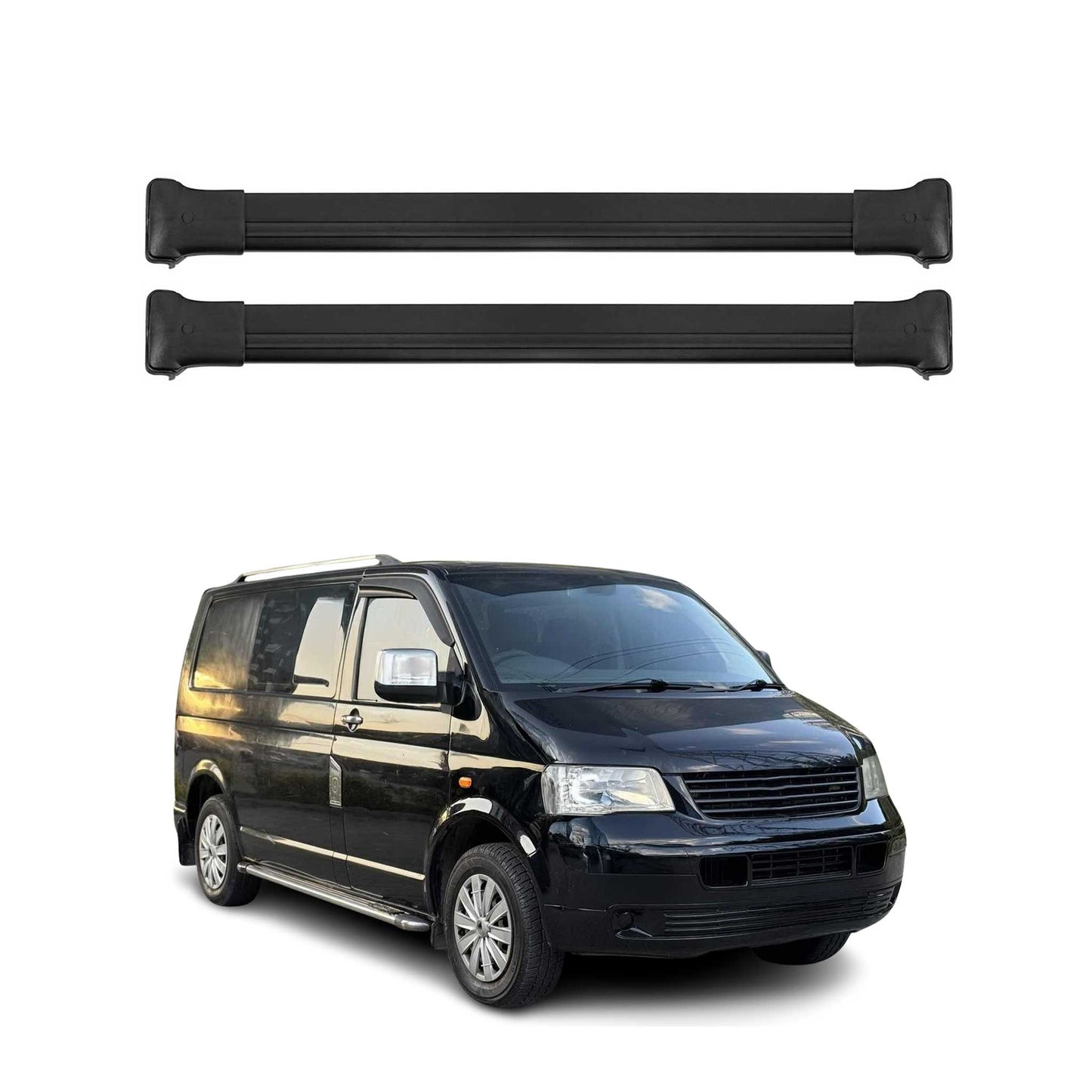 Dachträger für VW T5 Transporter Caravelle Multivan 2003-2015 75kg Schwarz 3 tlg