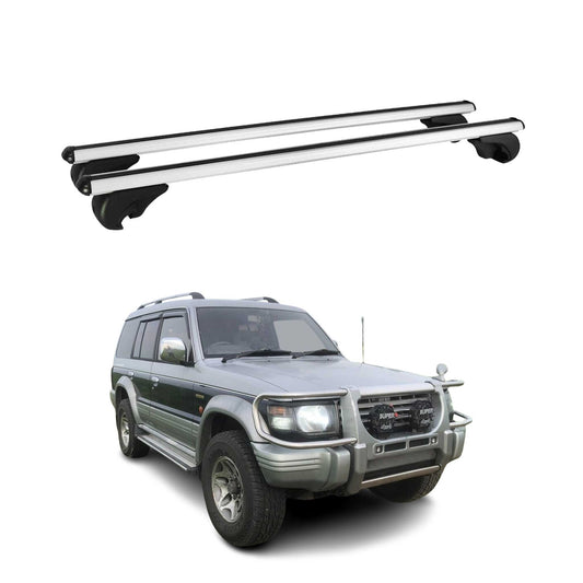 Portbagaj de plafon pentru Mitsubishi Pajero 1991-1999 75kg aluminiu argintiu 2 buc