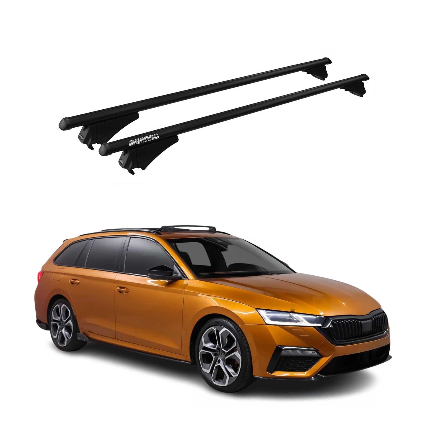 Bară de plafon Menabo pentru Skoda Octavia mk4 Estate 2020-2025 75kg aluminiu negru 2x