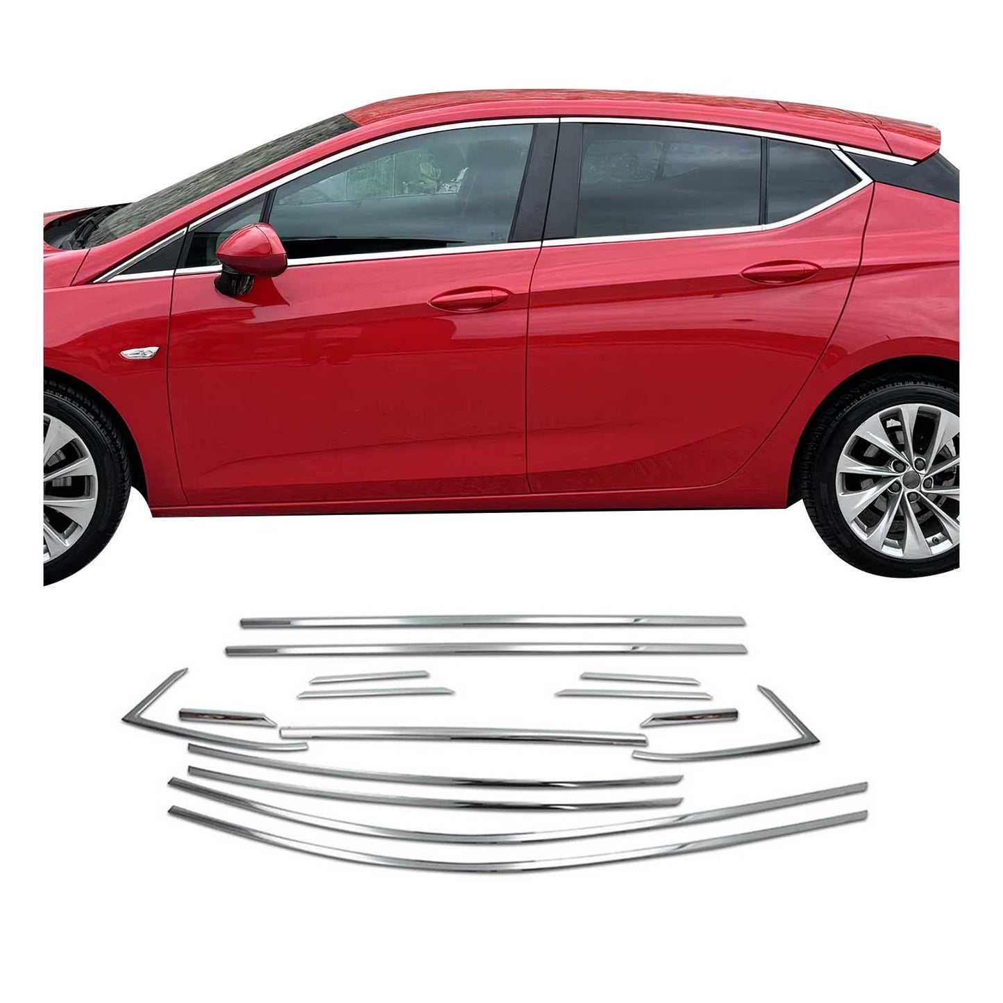 Fensterleisten Zierleisten für Opel Astra K Schrägheck Edelstahl Chrom 16tlg