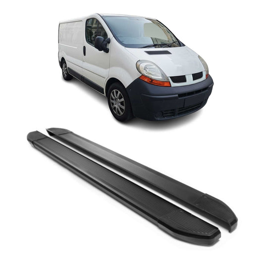 Praguri laterale/scarpe din aluminiu pentru Renault Trafic 2001-2014 ampatament scurt, negre, 2x