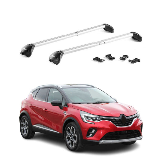Portbagaj de plafon pentru Renault Captur mk2 2019-2025 100kg aluminiu argintiu 2x ABE