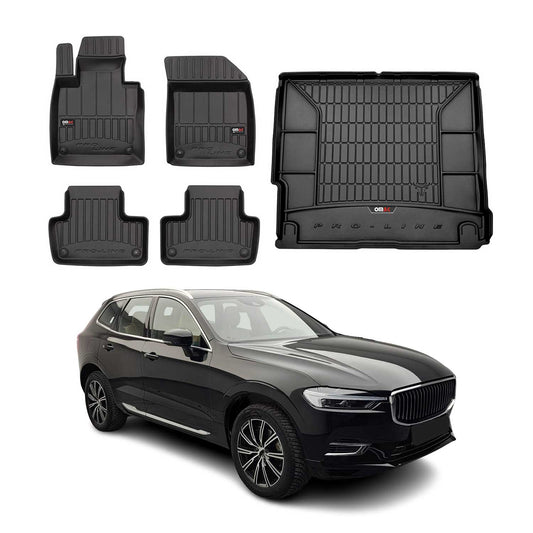 OMAC Fußmatten & Kofferraumwanne Set für Volvo XC60 2017-2025 Gummi Schwarz 5x