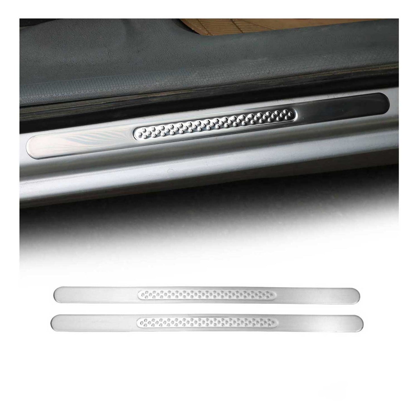 Ornamente prag uși pentru Fiat Punto Evo 2009-2012, oțel inoxidabil, argintiu, set 2 piese