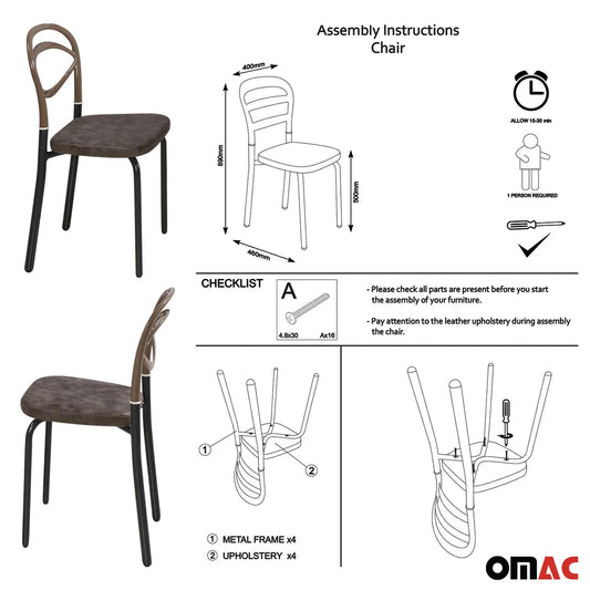 Esszimmerstühle Küchenstuhl Braun 4x Stühl Kunstleder