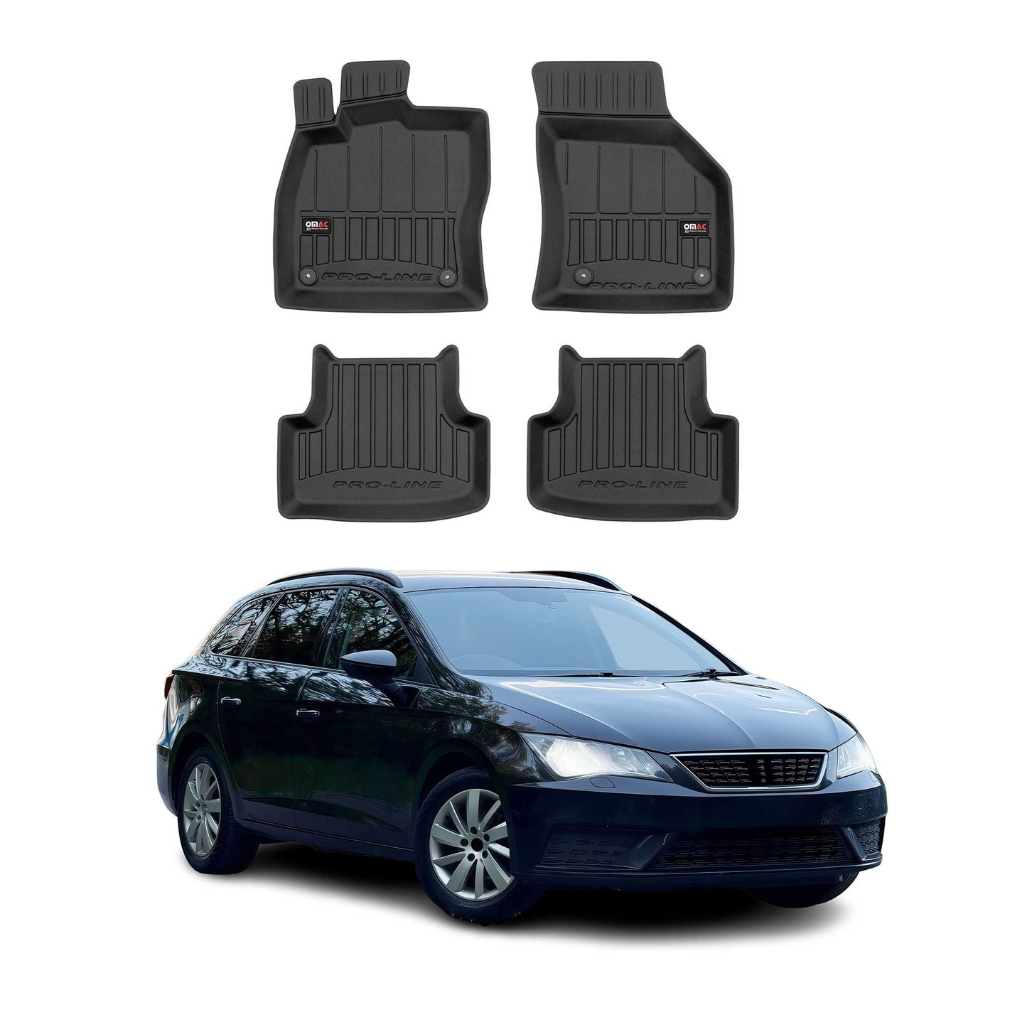 Covorașe auto Seat Leon / Leon Hatchback 2012-2020, TPE, negre, 4 buc.