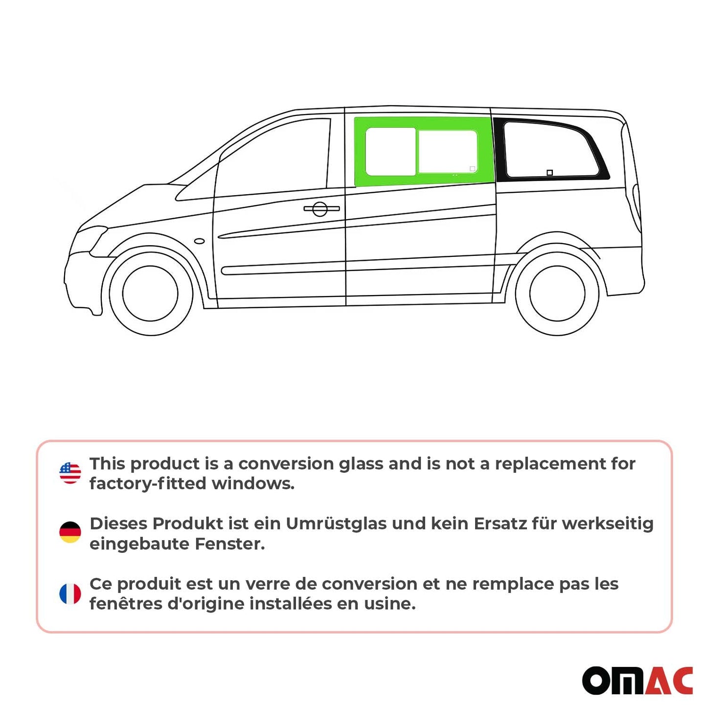 Seitenfenster Schiebefenster für Mercedes Vito W639 2003-14 Vorne Links L1 L2 L3