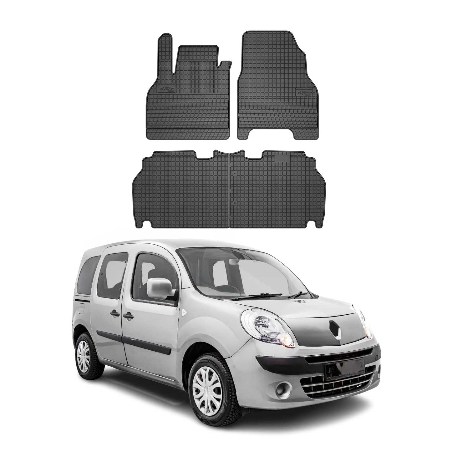 Covorașe cauciuc Renault Kangoo 2007-2021, negre, 4 buc.