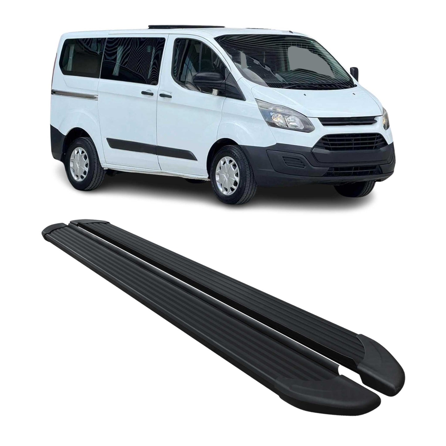 Schweller Trittbretter Schweller für Ford Transit Custom 2012-22 L1 Alu Schwarz