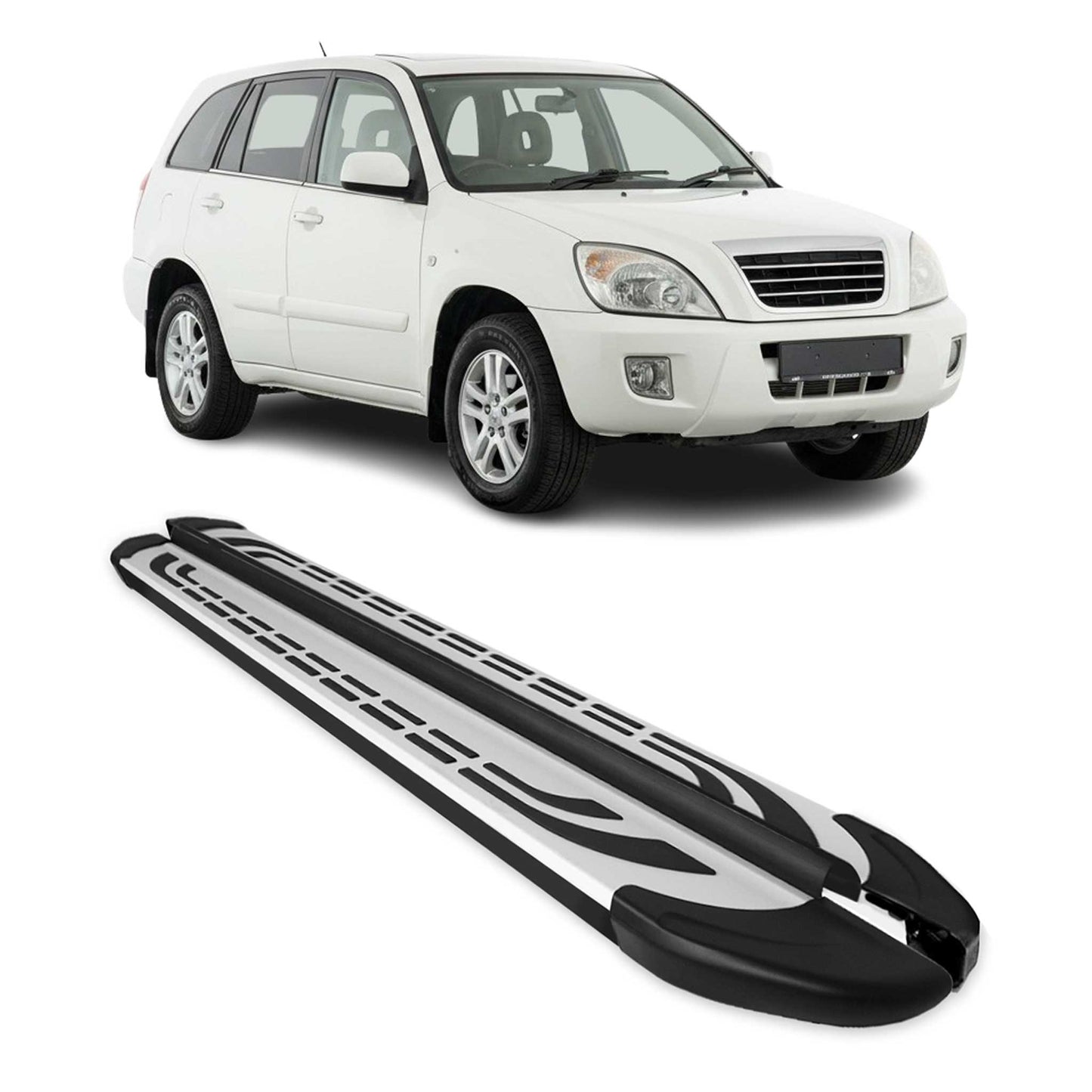 Trittbretter Seitenschweller Seitenbretter für Chery Tiggo 2006-2013 Schwarz Alu