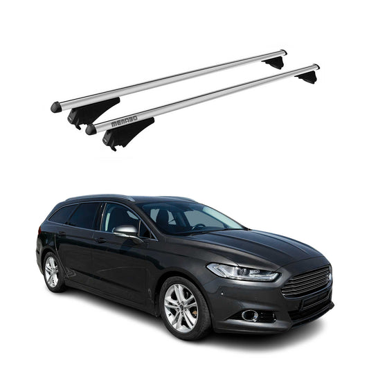 Menabo Portbagaj de plafon pentru Ford Mondeo Estate 2014-2022 75kg Aluminiu Argintiu 2x