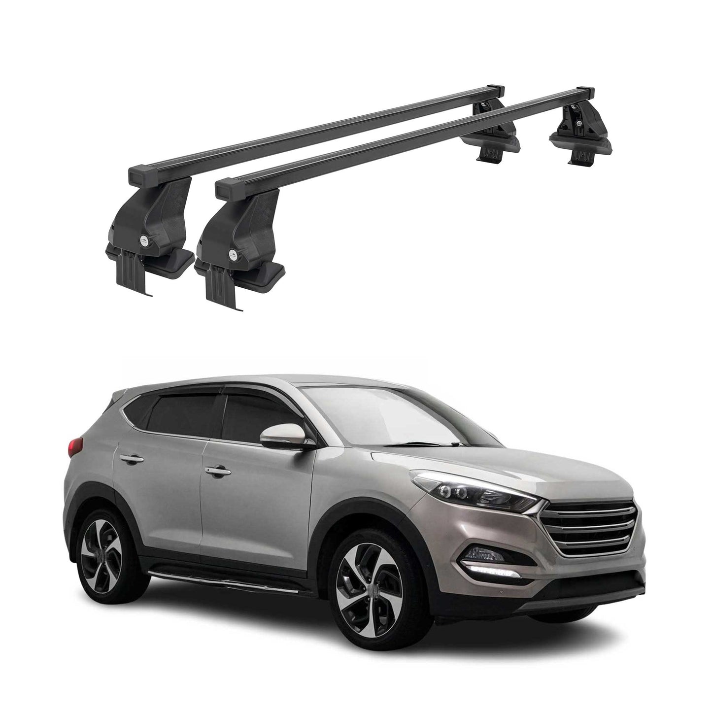 Menabo Dachträger Grundtäger für Hyundai Tucson mk3 2015-2020 50kg Stahl Schwarz