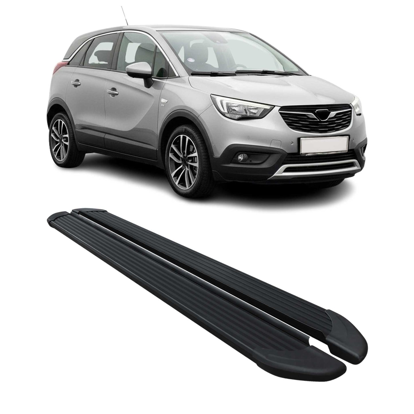 Seitenschweller Trittbretter Schweller für Opel Crossland X 2017-25 Alu Schwarz