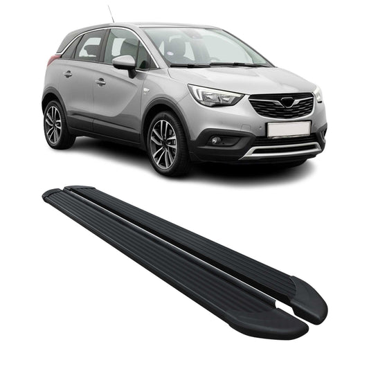 Praguri laterale, praguri, scări pentru Opel Crossland X 2017-2025, aluminiu, negru