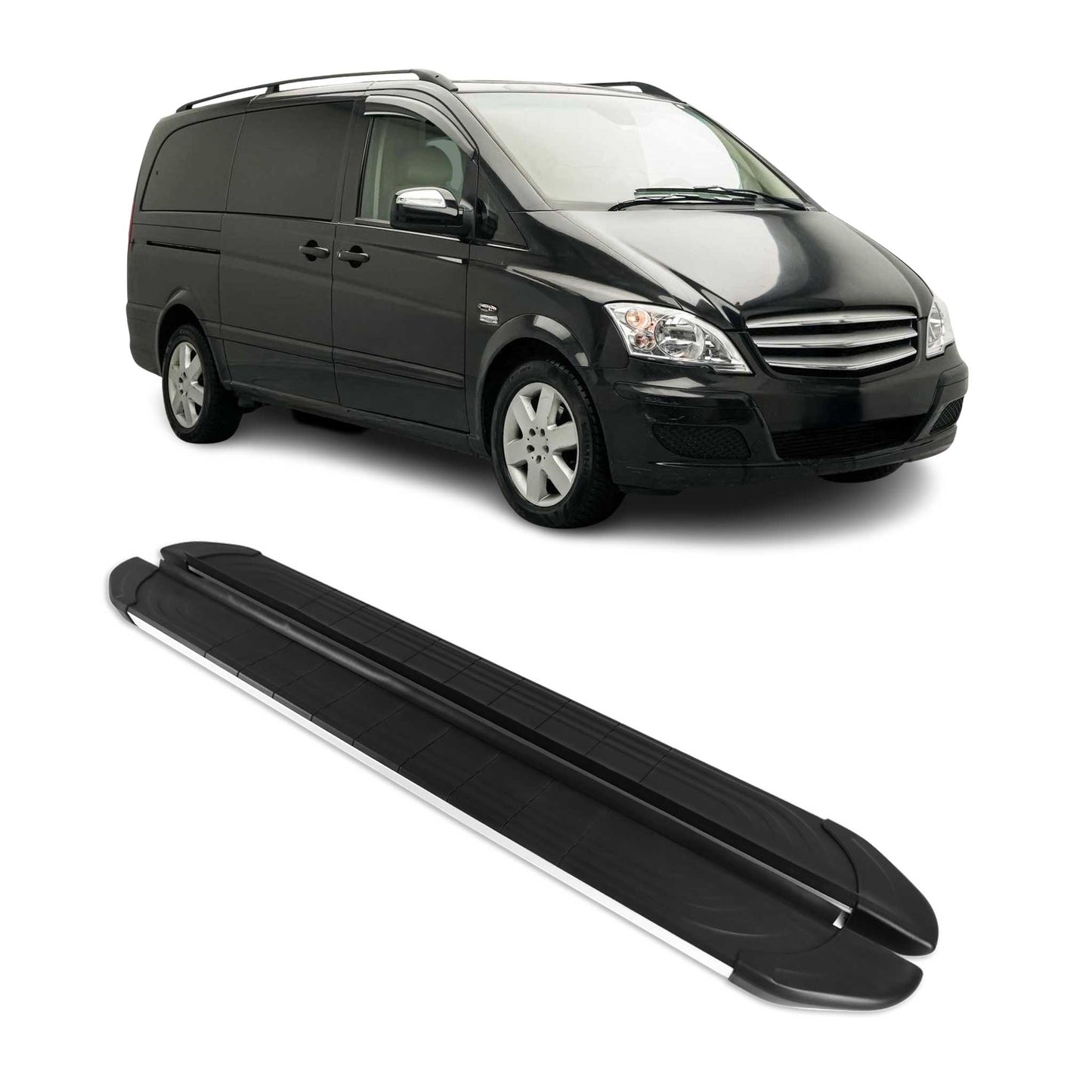 Trittbretter Seitenschutz für Mercedes Vito W639 2003-14 L1/L2 Alu Schwarz Grau