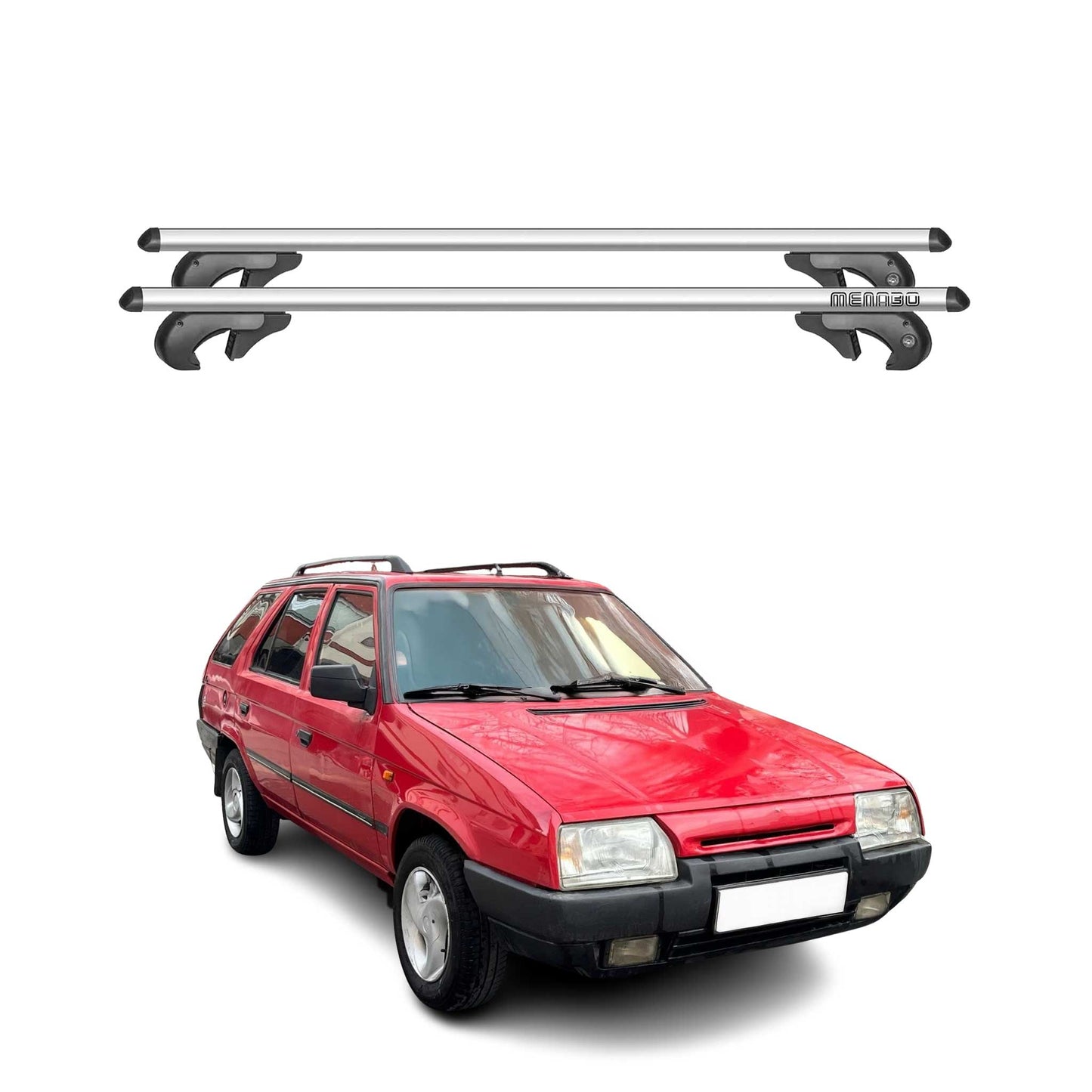 Menabo Dachträger Grundtäger für Skoda Forman 1990-1994 90kg Alu Silber 2 tlg