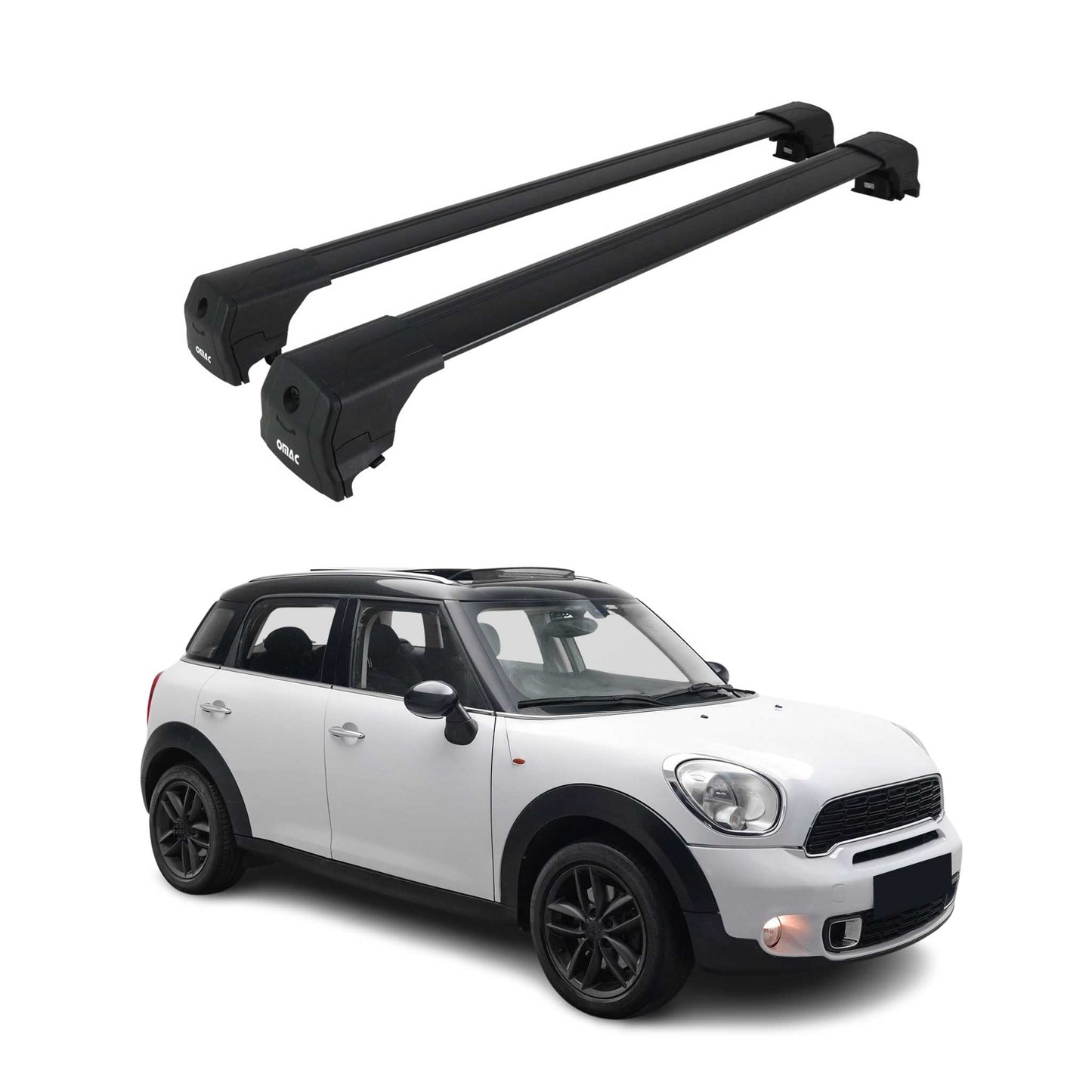 Portbagaj de plafon pentru Mini Countryman R60 2010-2016 75kg aluminiu negru 2 piese