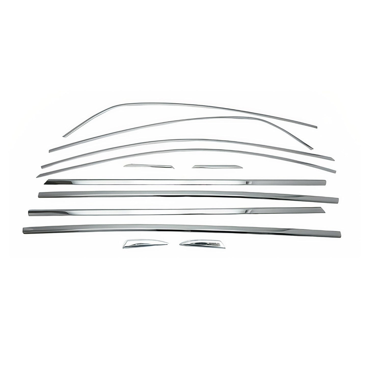 Benzi decorative pentru geamuri Renault Megane Sedan 2016-2025, oțel inoxidabil cromat, 12 buc.