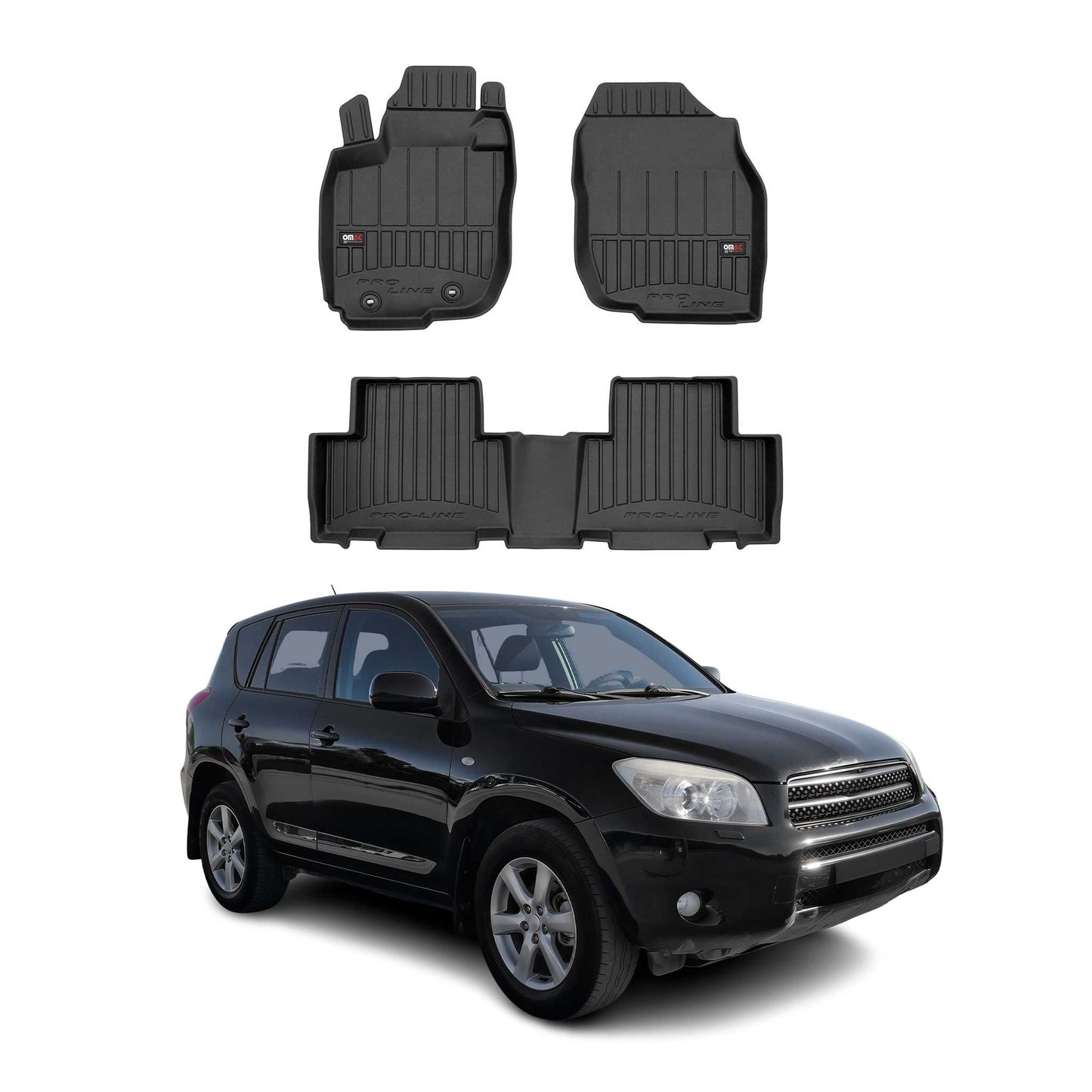OMAC Gummi Fußmatten für Toyota RAV4 2005-2012 Premium TPE Automatten Schwarz 4x