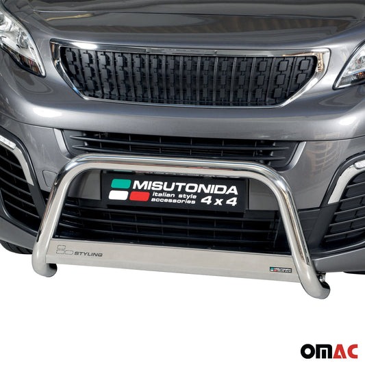Bară de protecție/buton față pentru Peugeot Expert 2016-2025, ø63mm, oțel, argintiu