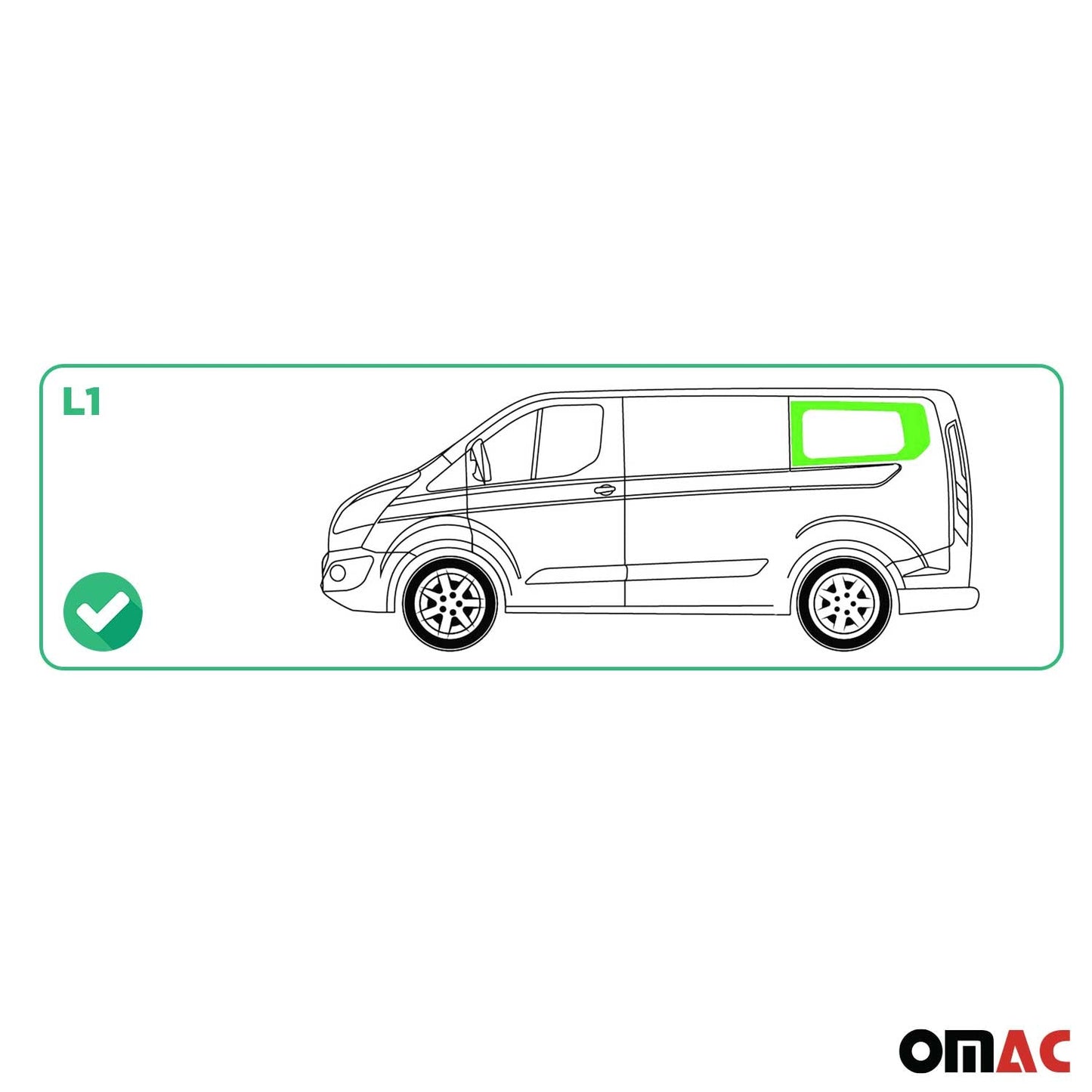 Seitenfenster Sicherheitsglas für Ford Transit Custom 2013-2024 Links L1 Schwarz