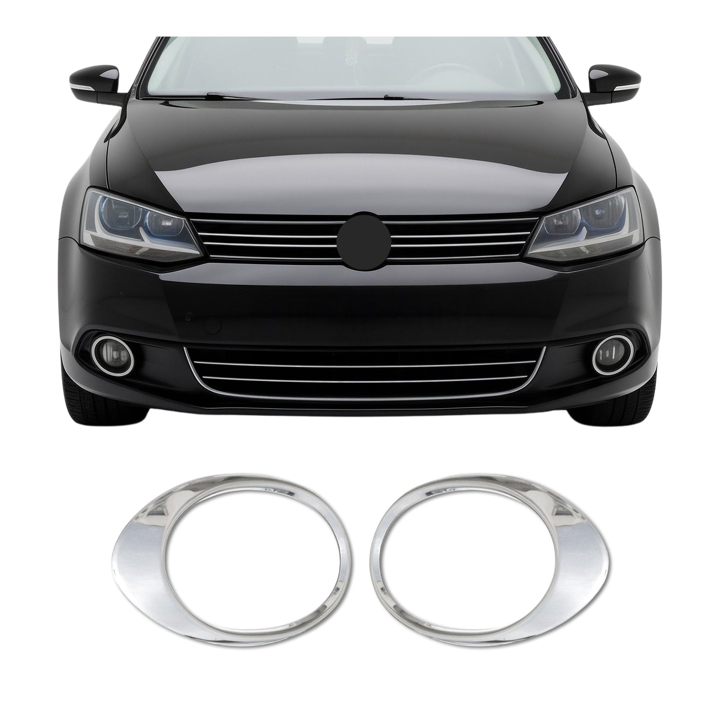 Ramă proiectoare ceață pentru VW Jetta 2010-2014, oțel inoxidabil, argintiu, set 2 piese