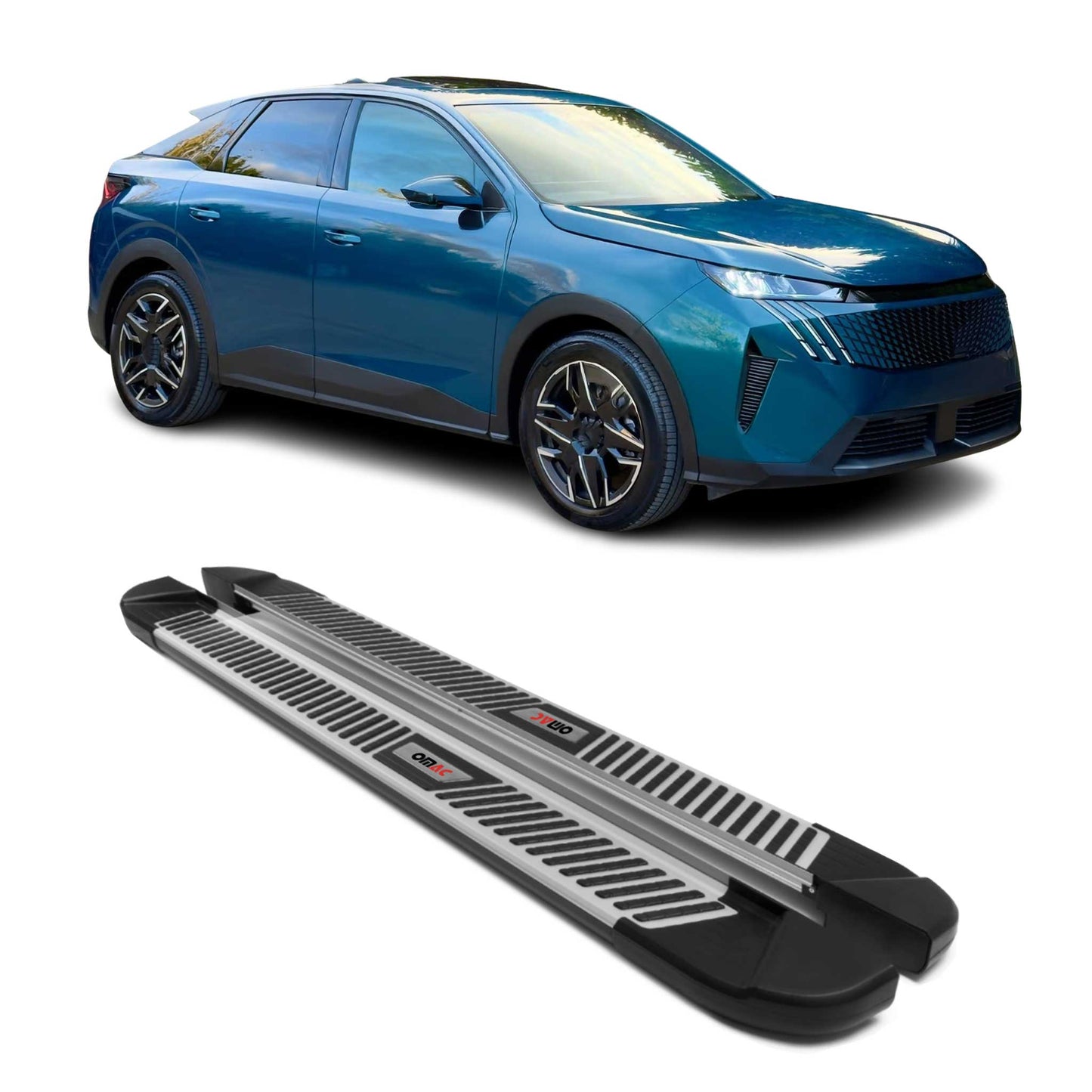 Praguri laterale Peugeot 3008 III 2024-2025, aluminiu, argintiu și negru