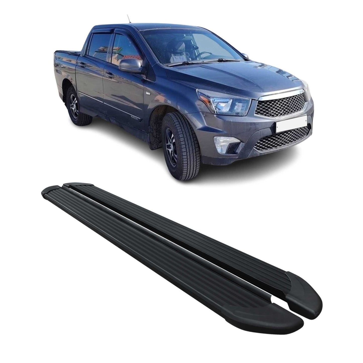 Listwy progowe Listwy progowe do Ssangyong Actyon Sport 2007-18 Aluminium Czarny