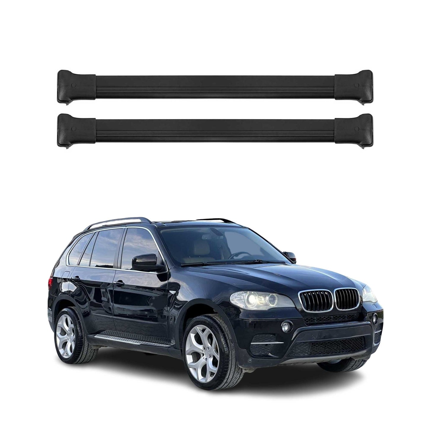 Dachträger Grundtäger für BMW X5 E70 2006-2013 75kg Aluminium Schwarz 2tlg