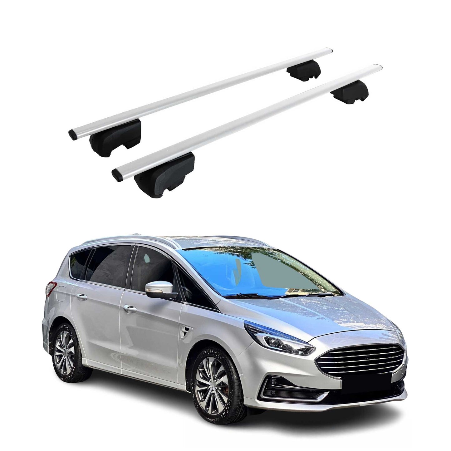 Dachträger Grundtäger für Ford S-Max 2015-2023 75kg Metall Silber 2 tlg